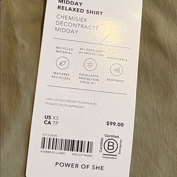 NWT Athleta Midday Relaxed Moss Shirt Size XS - Picture 6 of 8